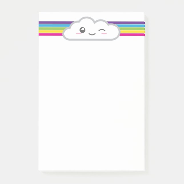 Kawaii Cloud and Rainbow Note Cards (Front)