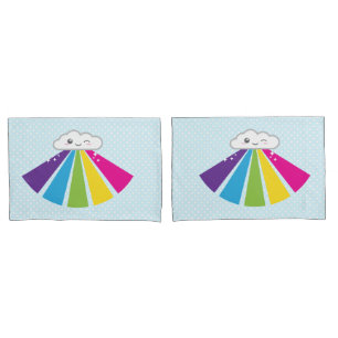 Kawaii Cloud and Rainbow Pillow Case Set