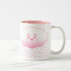 KAWAII CLOUD RAINING HEARTS LOVE SWEET Two-Tone COFFEE MUG