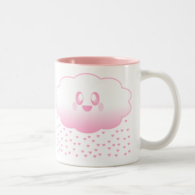 KAWAII CLOUD RAINING HEARTS LOVE SWEET Two-Tone COFFEE MUG (Right)