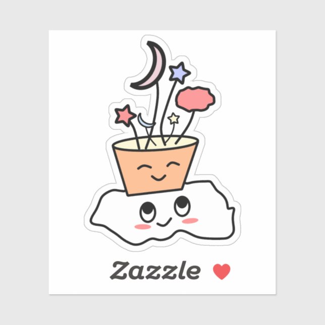 Kawaii Cloud With A Nature Plant Pot Vinyl Sticker (Sheet)