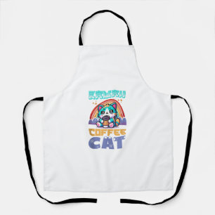 Kawaii Coffee Cat Adorable Anime Style Apron