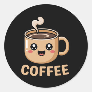 Kawaii Coffee Creamer Cup Cute Halloween Costume R Classic Round Sticker