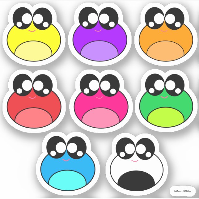 Kawaii Colourful Frogs (Front)