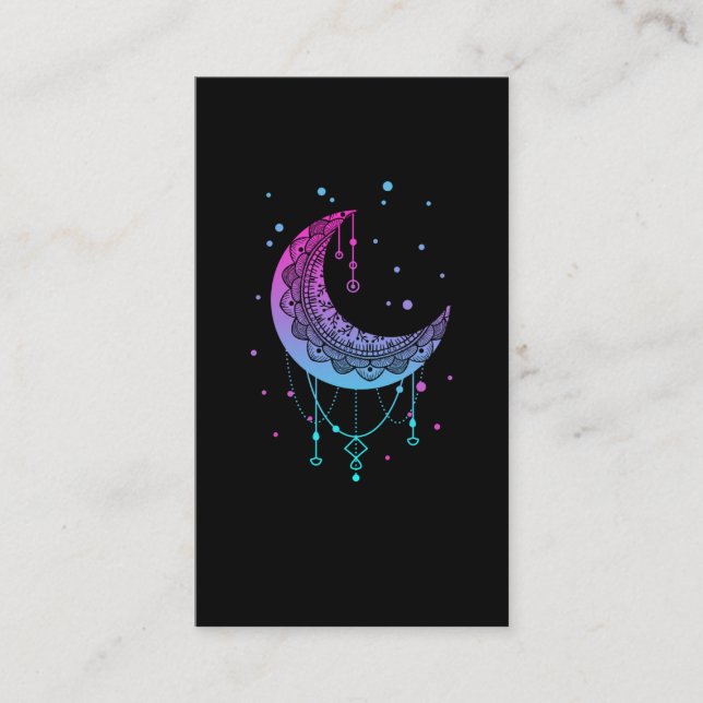 Kawaii Colourful Pastel Goth Moon Business Card (Front)