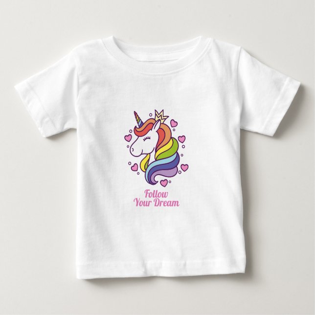 Kawaii Colourful Rainbow Unicorn Dreams  Baby T-Shirt (Front)