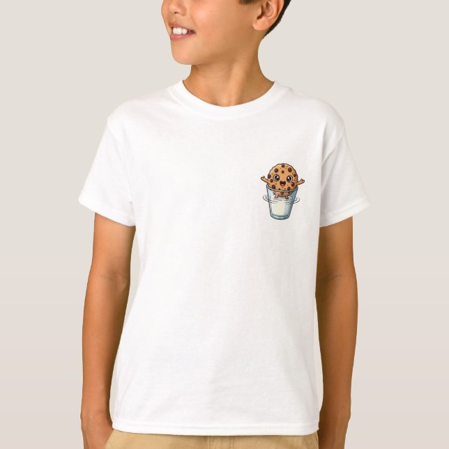 Kawaii Cookie Milk Bath Fun Kids T-Shirt (Front)