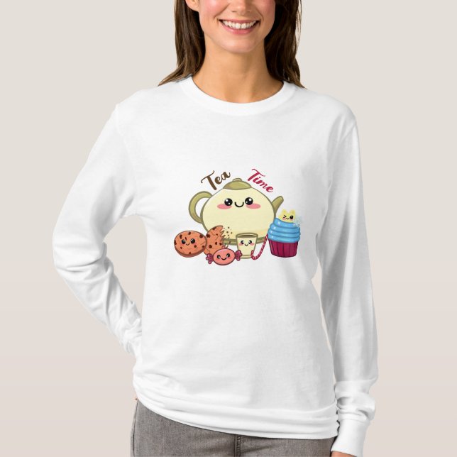 kawaii cookies and warm tea time T-Shirt (Front)