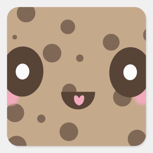 Kawaii Cookies chocolate chip Square Sticker (Front)