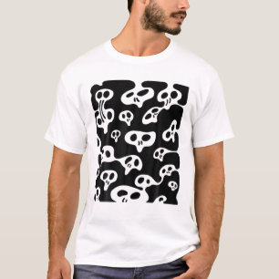 Kawaii Cool Ghostly Skulls Pattern Nu Goth Skeleto T-Shirt