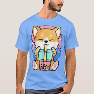 Kawaii Corgi Dog Bubble Tea Boba Anime Neko Japane T-Shirt