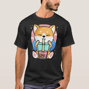Kawaii Corgi Dog Bubble Tea Boba Anime Neko Japane T-Shirt