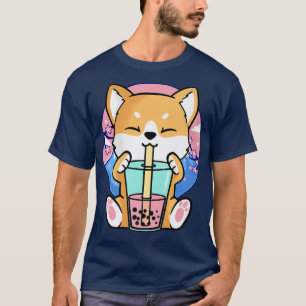 Kawaii Corgi Dog Bubble Tea Boba Anime Neko Japane T-Shirt