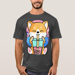 Kawaii Corgi Dog Bubble Tea Boba Anime Neko Japane T-Shirt