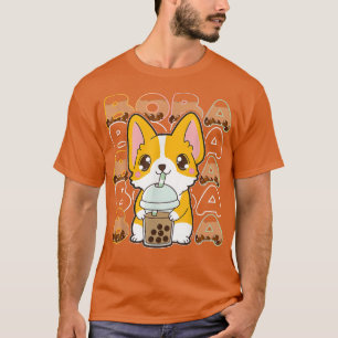 Kawaii Corgi Dog Bubble Tea Boba Anime Neko Japane T-Shirt