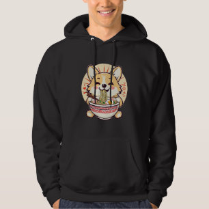 Kawaii Corgi Eating Ramen – Cute Anime Dog Food Hoodie