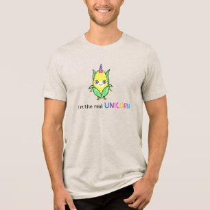 Kawaii Corn Unicorn Funny Vegetable Pun Cute Food Tri-Blend Shirt