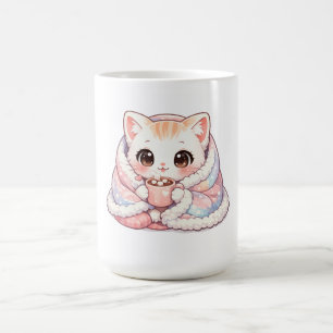 Kawaii Cosy Cocoa Kitty – Cute Pastel Blanket Cat Coffee Mug