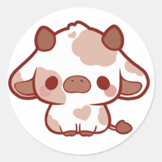 Kawaii Cow Classic Round Sticker