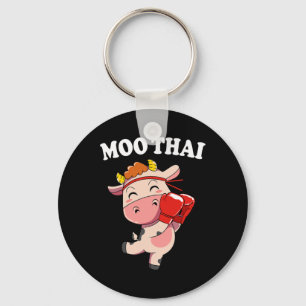 Kawaii Cow Moo Thai Kickboxing Muay Thai Key Ring