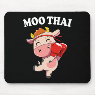 Kawaii Cow Moo Thai Kickboxing Muay Thai Mouse Pad