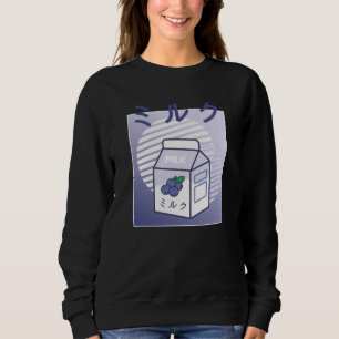 Kawaii Cow Retro Japanese Blueberry Milk Sweatshirt