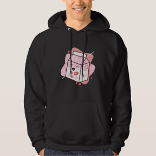 Kawaii Cow Retro Japanese Strawberry Milkshake Hoodie
