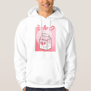 Kawaii Cow Retro Japanese Strawberry Milkshake Hoodie