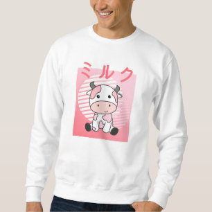 Kawaii Cow Retro Japanese Strawberry Milkshake Sweatshirt