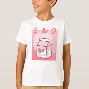 Kawaii Cow Retro Japanese Strawberry Milkshake T-Shirt