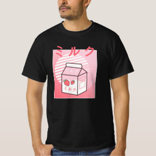 Kawaii Cow Retro Japanese Strawberry Milkshake T-Shirt