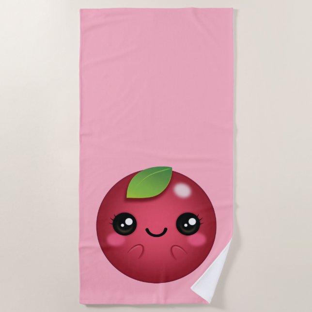 Kawaii Cranberry Beach Towel (Front)