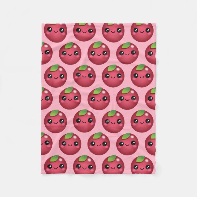 Kawaii Cranberry Fleece Blanket (Front)