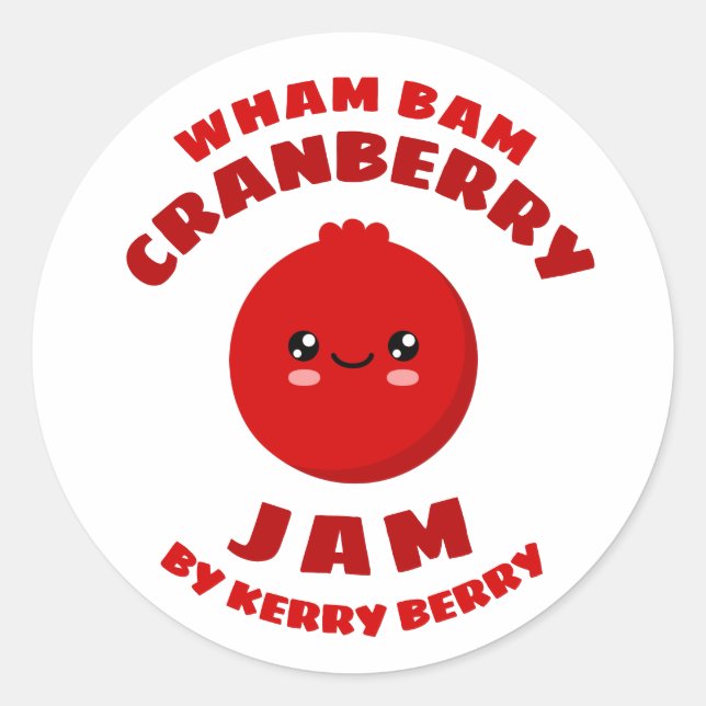 Kawaii Cranberry Jam Classic Round Sticker (Front)