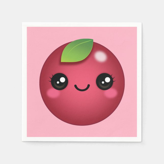 Kawaii Cranberry Napkins (Front)