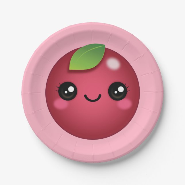 Kawaii Cranberry Paper Plate (Front)