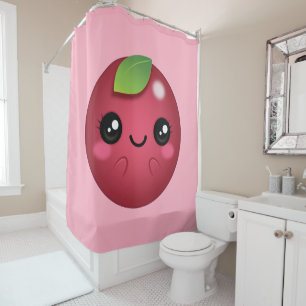 Kawaii Cranberry Shower Curtain