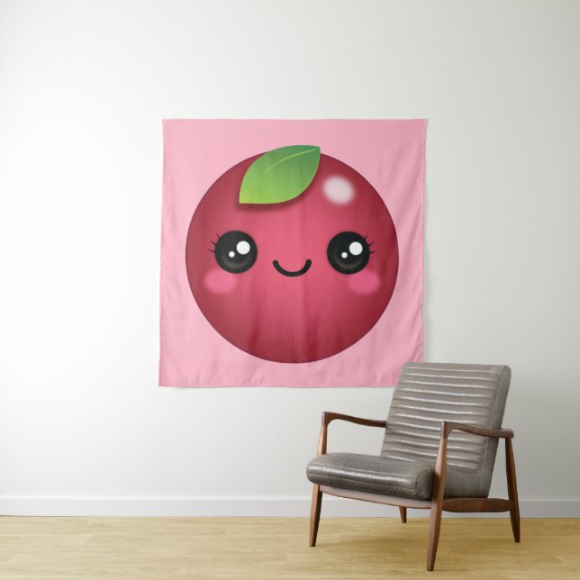 Kawaii Cranberry Tapestry (In Situ)