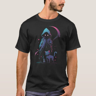 Kawaii Creepy Cute Cat Grim Reaper  Pastel Goth Go T-Shirt