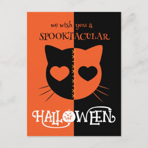 Kawaii Creepy Cute Cat Spooktacular Halloween Postcard