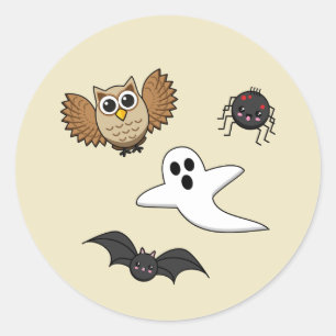 Kawaii Creepy Night Creatures Set Classic Round Sticker