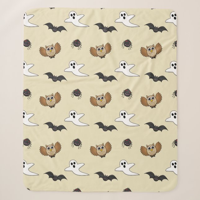 Kawaii Creepy Night Creatures Set Sherpa Blanket (Front)