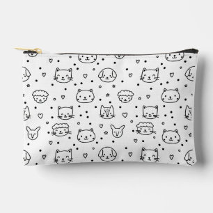 Kawaii Critter Faces Pattern Accessory Pouch