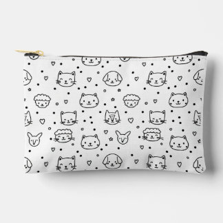 Kawaii Critter Faces Pattern Accessory Pouch