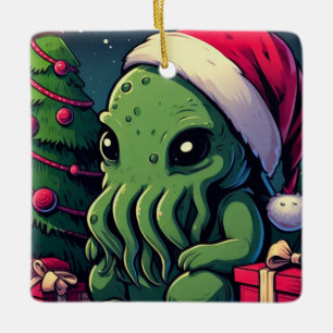 Kawaii Cthulhu Christmas - Merry Cthulhumas Ceramic Ornament