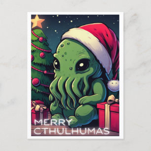Kawaii Cthulhu Christmas - Merry Cthulhumas Holiday Postcard