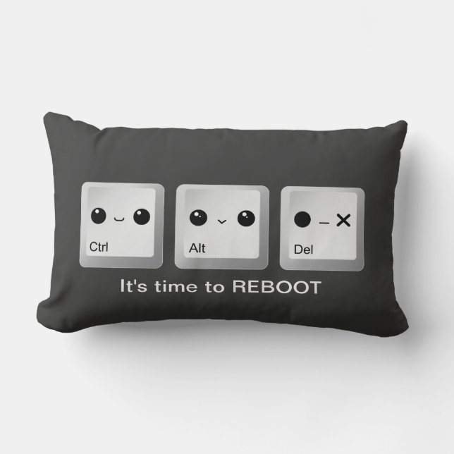 Kawaii Ctrl Alt Del Keyboard - Let's reboot Lumbar Cushion (Front)