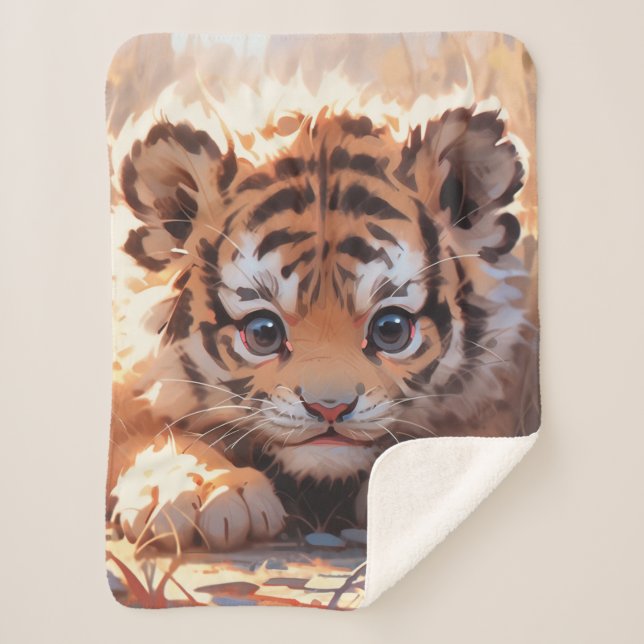 Kawaii cub sherpa blanket (Front)
