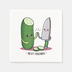Kawaii Cucumber and Knife - Best friends Napkin