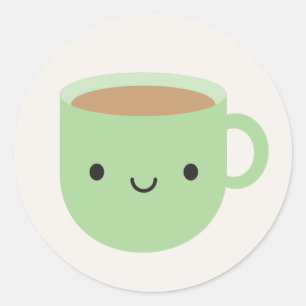 Kawaii Cup of Tea Classic Round Sticker